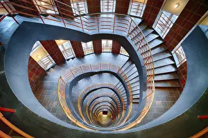 Spiral Staircase Interior Prints: Interior view, staircase, round