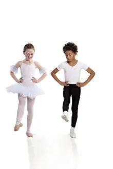 Isolated White Background Photo Prints: Interracial children dancing together