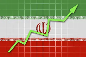 Empty Banner Design Prints: The Iranian flag and arrow graph going up