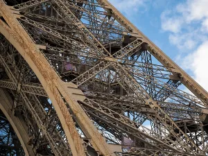 Tourist Attraction France Prints: Detail of iron structure Eiffel Tower