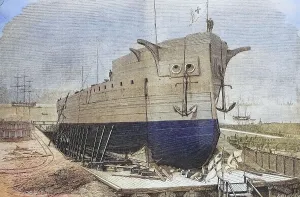 Frederick The Great Prints: The ironclad Frederick the Great on the stack in the shipyard of Kiel