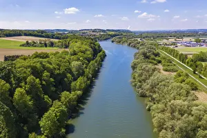Southern Germany Aerial View Prints: Isar between Loiching and Dingolfing