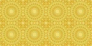 Geometric Shape Prints: Islamic Gold Ornament Print Vector Seamless Pattern