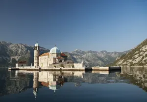 Prints of Island church in perast kotor bay montenegro Montenegro Prints: Island Church Print, Perast Kotor Bay Montenegro