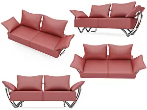 Collage Concept Image Prints: Isolated collage of sofa over white background