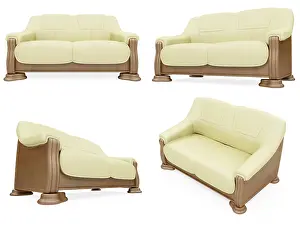 Collage Concept Image Prints: Isolated collage of sofa over white background