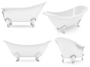 Plain White Background Photos Prints: Isolated collection of baths over white background