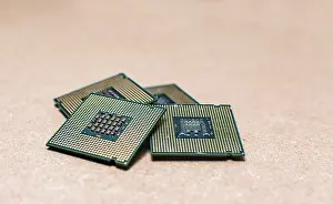 Computer Hardware Equipment Prints: Isolated computer microprocessors