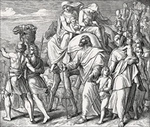 Julius Schnorr Von Carolsfeld Artist Prints: Jacob Flees Laban, Old Testament