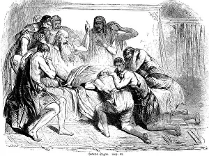 Old Testament Scripture Prints: Jacob's blessing, group, kneel