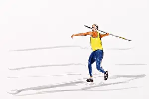 Gerhard Kraus Artwork Prints: Javelin thrower during casting