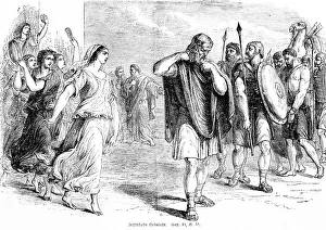 Middle East Illustration Prints: Jephthab's homecoming, crowd
