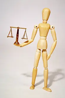 Lady Justice Statue Prints: Jointed doll with scale