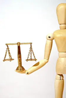 Lady Justice Symbol Prints: Jointed doll with scale