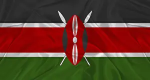 Fabric Texture Flag Prints: Kenyan flag with fabric texture