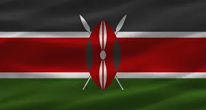 African Patriotic Symbols Prints: Kenyan flag with fabric texture