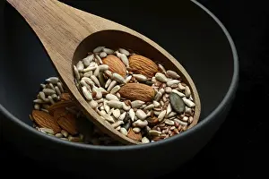 Vegan Diet Grocery List Prints: Kernels in ladle, kernel mix of almond kernels