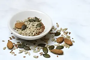 Sunflower Seed Mix Prints: Kernels in shell, kernel mix of almond seeds