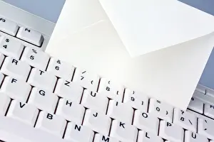 Computer Keyboard Prints: The keyboard of a computer and an envelope