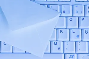 Computer Keyboard Prints: The keyboard of a computer and an envelope