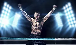 Sportsman In The Ring Prints: Kickboxer posing in the ring