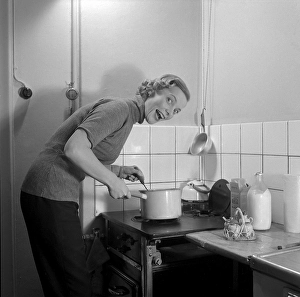 Scandinavian Cuisine Prints: In the kitchen 1950s