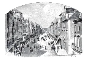 Authentic German Illustration Prints: KonigsstraBe in Stuttgart