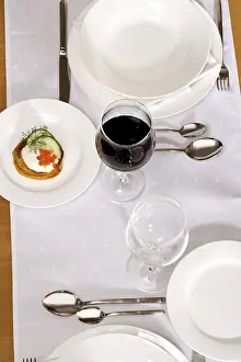 Red Wine Glasses Prints: Laid table
