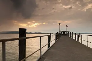 Evening Light On Water Prints: Lake Constance and approaching thunder clouds in the evening