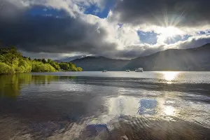 Loch Lomond Scotland Prints: Lake with dramatic clouds and sun in spring