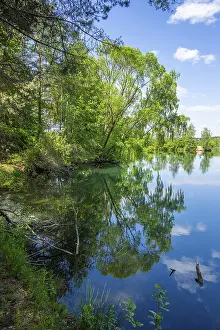 Central Europe Landscape Shot Prints: Lake with reflection of the landscape