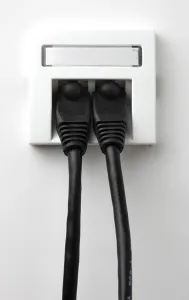Electrical Wire Prints: LAN cable, network cable in a socket