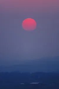 Bavaria Evening Landscape Prints: Landscape in the evening with red setting sun