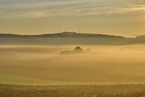 Eco Friendly Energy Supply Prints: Landscape, fields, wind turbines