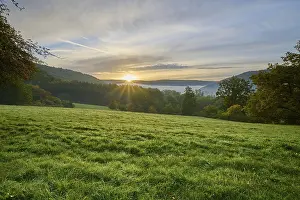 Cloudy Morning Atmosphere Prints: Landscape, meadow, forest, clouds
