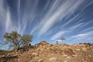 Namibia Rock Formations Prints: Landscape with trees and clouds