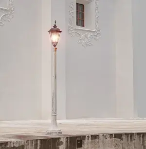 Illuminated Street Light Prints: A lantern pole in a square with copy space