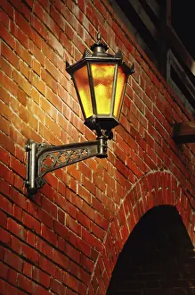 Brick Exterior Design Prints: Lantern on the red brick wall