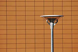 Brick Pattern Design Prints: Lantern in from of a red wall