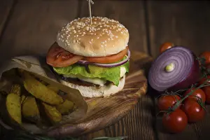 Appetizing Food Prints: Large appetizing burger with beef