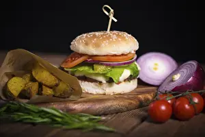 American Fast Food Prints: Large appetizing burger with beef