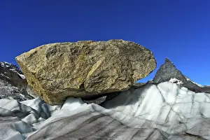 Matterhorn Switzerland Prints: Large boulder, on the Gorner glacier