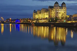 Norwegian Capital Cityscape Prints: Large building reflected in the water