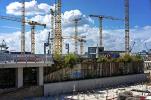 Hamburg Germany Prints: Large construction site at Uberseequartier