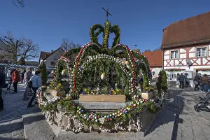 Easter Well In Bavaria Prints: Large, decorated Easter fountain