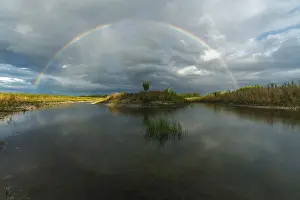Alsace France Landscape Prints: Large double rainbow after a spring storm