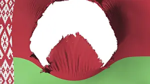 Prints of Large hole in the Belarusian flag, white background, 3d rendering Belarus Prints: Large Hole in Belarusian Flag Print