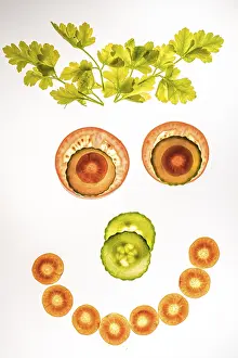 Diverse Vegetable Selection Prints: Laughing face of vegetables, smiley face