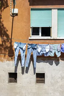 Burano Island Prints: Laundry drying on a clothesline