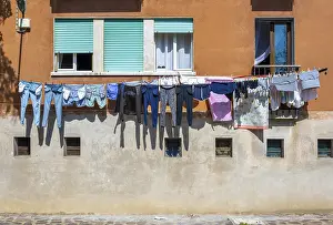 Burano Island Prints: Laundry drying on a clothesline